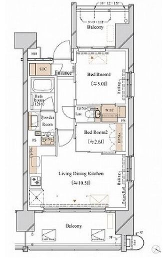 ブランシエスタ新丸子リバーフロント　1006号室　間取り