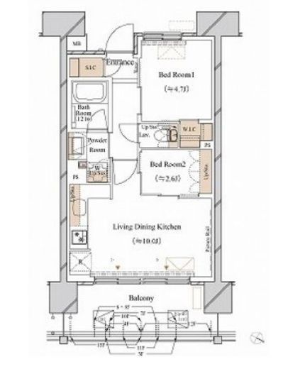ブランシエスタ新丸子リバーフロント　1205号室　間取り