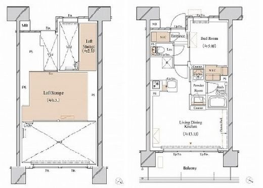 ブランシエスタ新丸子リバーフロント　1305号室　間取り