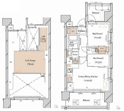 ブランシエスタ新丸子リバーフロント　1307号室　間取り