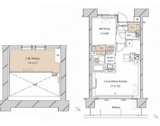 ブランシエスタ新丸子リバーフロント　1502号室　間取り