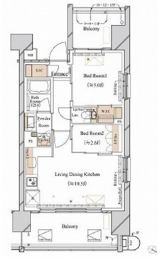 ブランシエスタ新丸子リバーフロント　1507号室　間取り