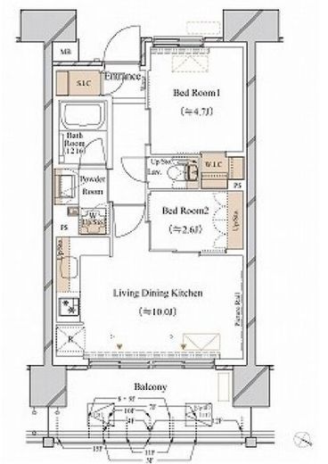 ブランシエスタ新丸子リバーフロント　605号室　間取り