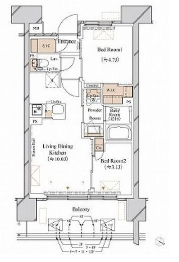 ブランシエスタ新丸子リバーフロント　903号室　間取り