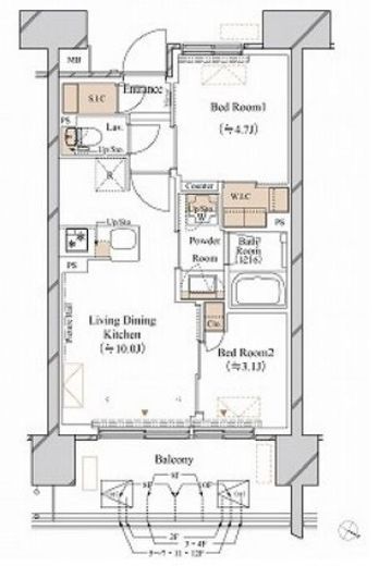 ブランシエスタ新丸子リバーフロント　403号室　間取り