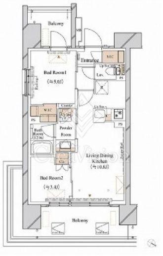 ブランシエスタ新丸子リバーフロント　1101号室　間取り