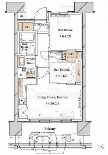 ブランシエスタ新丸子リバーフロント　1105号室　間取り