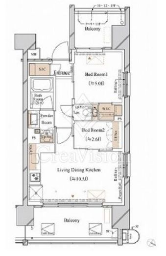 ブランシエスタ新丸子リバーフロント　807号室　間取り