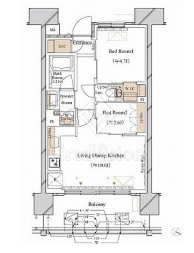 ブランシエスタ新丸子リバーフロント　1306号室　間取り