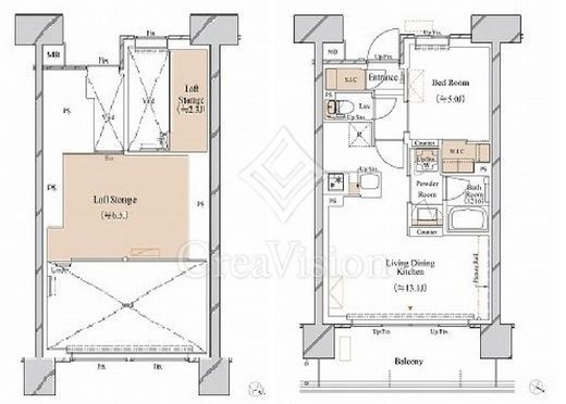 ブランシエスタ新丸子リバーフロント　1403号室　間取り