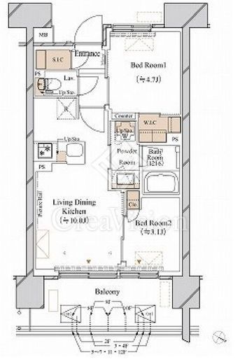 ブランシエスタ新丸子リバーフロント　1202号室　間取り