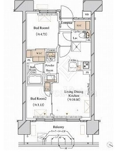 ブランシエスタ新丸子リバーフロント　1204号室　間取り
