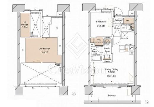 ブランシエスタ新丸子リバーフロント　1302号室　間取り
