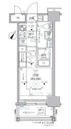ベルグレード川崎AZ　1206号室　間取り