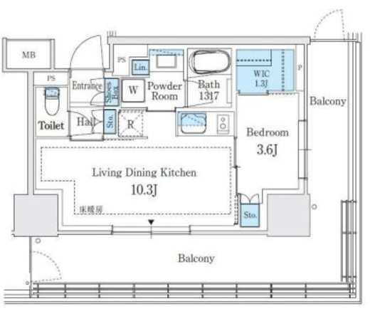 パークタワー向ヶ丘遊園　411号室　間取り