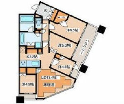 パークタワー向ヶ丘遊園　1206号室　間取り