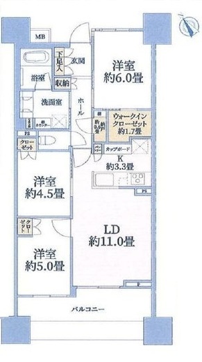 パークタワー向ヶ丘遊園　1105号室　間取り
