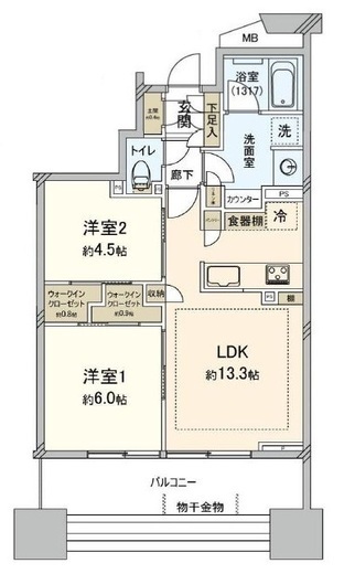 パークタワー向ヶ丘遊園　2107号室　間取り