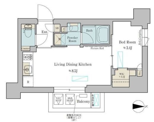 ブリリアイスト武蔵小杉　802号室　間取り