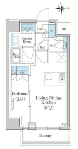 スタイリオ新丸子NORTH　701号室　間取り