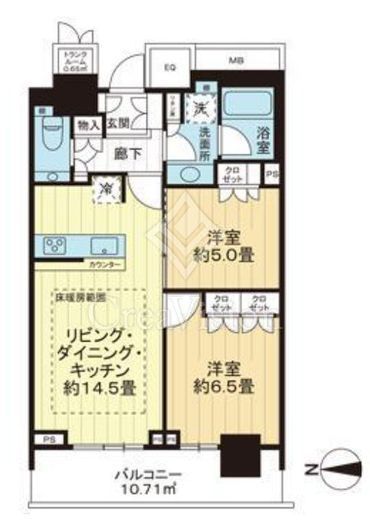 ザ・パークハウス　晴海タワーズ　クロノレジデンス　2104号室　間取り