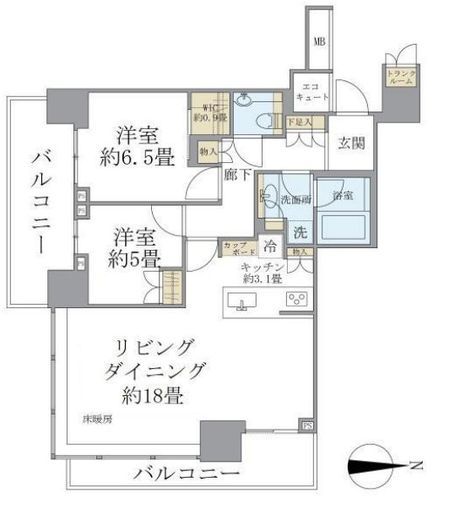 ザ・パークハウス晴海タワーズ クロノレジデンス　3512号室　間取り