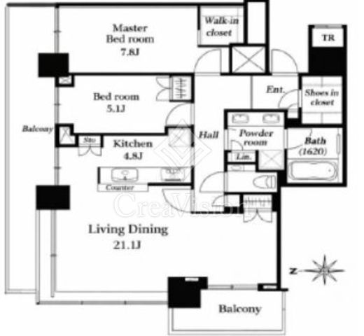 ザ・パークハウス晴海タワーズ クロノレジデンス　43F5号室　間取り