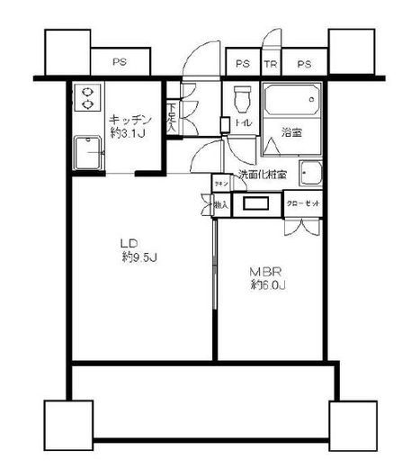 パークコート千代田富士見ザ タワー　1007号室　間取り