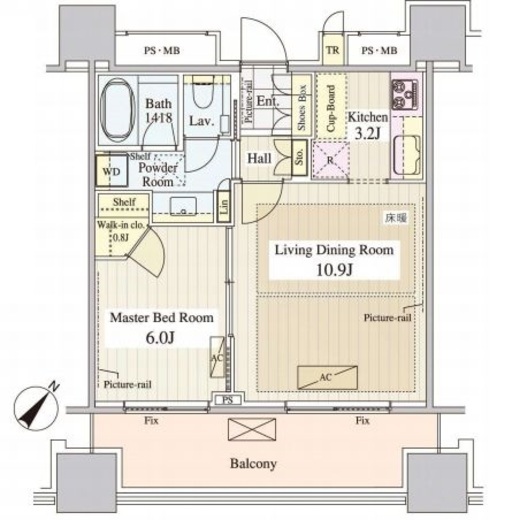 パークコート千代田富士見ザ タワー　1213号室　間取り