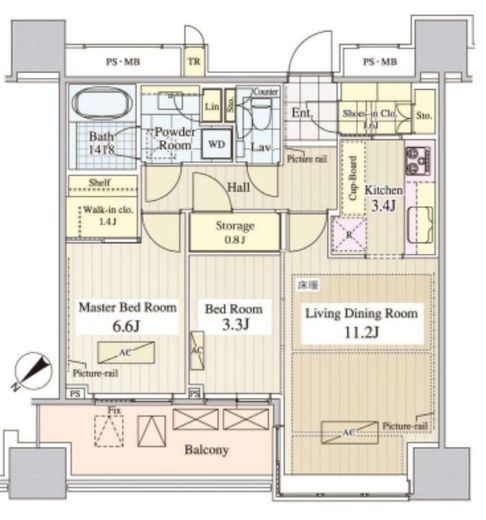 パークコート千代田富士見ザ タワー　3202号室　間取り