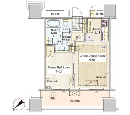 パークコート千代田富士見ザ タワー　506号室　間取り