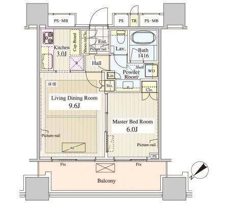 パークコート千代田富士見ザ タワー　507号室　間取り