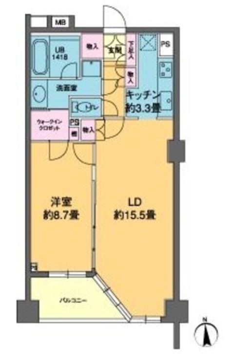 カスタリア高輪　402号室　間取り