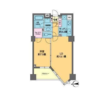 カスタリア高輪　719号室　間取り