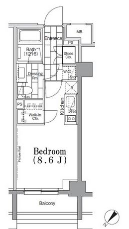 ONE ROOF FLAT TSUKISHIMA (ワンルーフフラット月島)　214号室　間取り