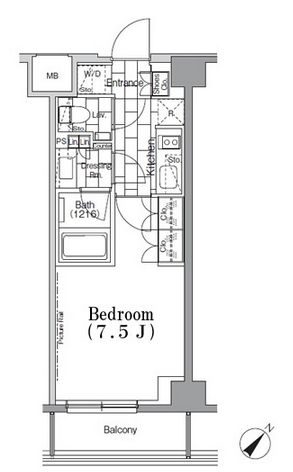 ONE ROOF FLAT TSUKISHIMA (ワンルーフフラット月島)　605号室　間取り
