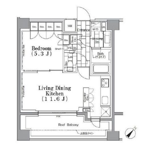 ONE ROOF FLAT TSUKISHIMA (ワンルーフフラット月島)　705号室　間取り
