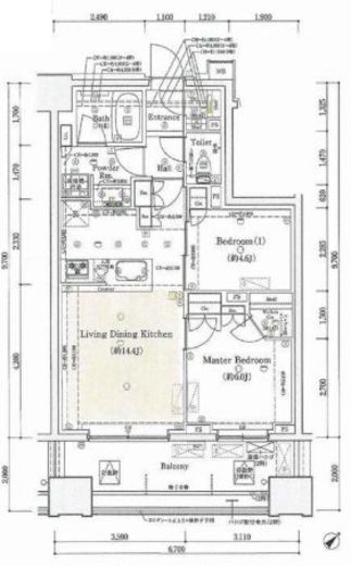 ウエリス茅場町　8F1号室　間取り
