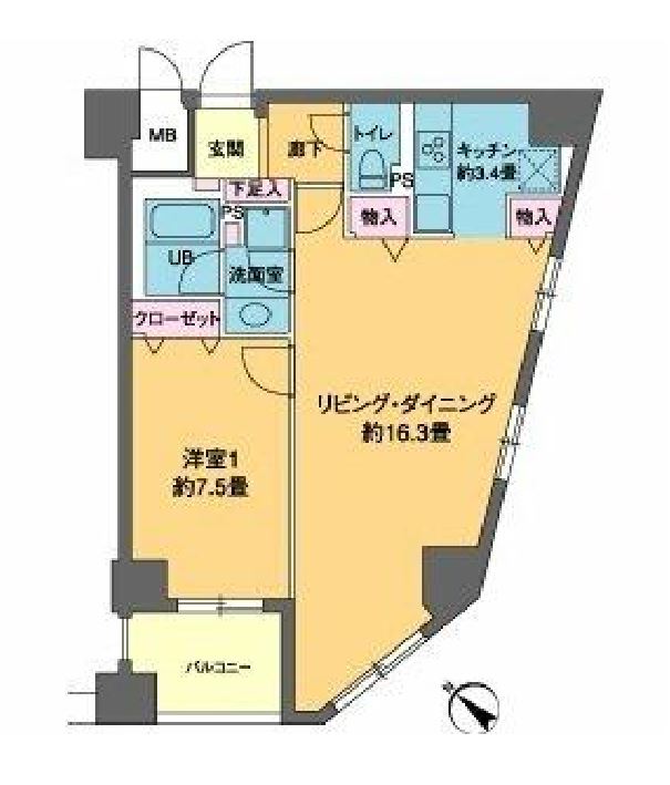 カスタリア茅場町　1104号室　間取り