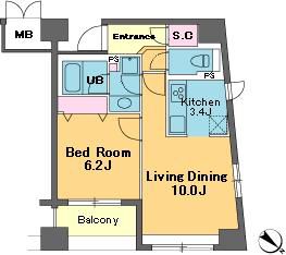 カスタリア茅場町　708号室　間取り