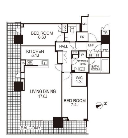 ザ・パークハウス晴海タワーズ ティアロレジデンス　3612号室　間取り