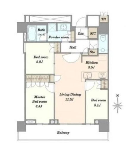 ザ・パークハウス晴海タワーズ ティアロレジデンス　3208号室　間取り