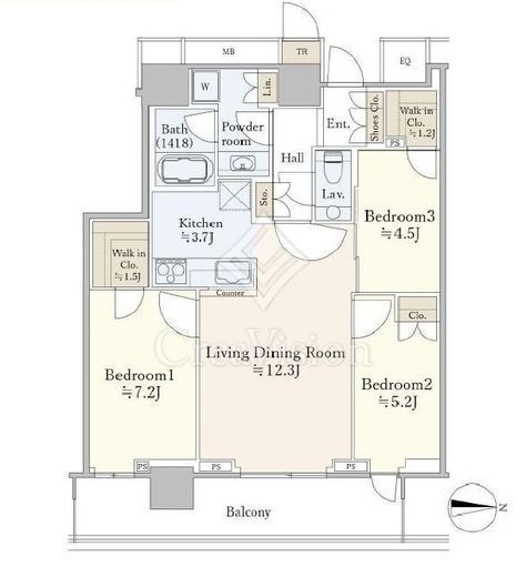 ザ・パークハウス晴海タワーズ ティアロレジデンス　312号室　間取り