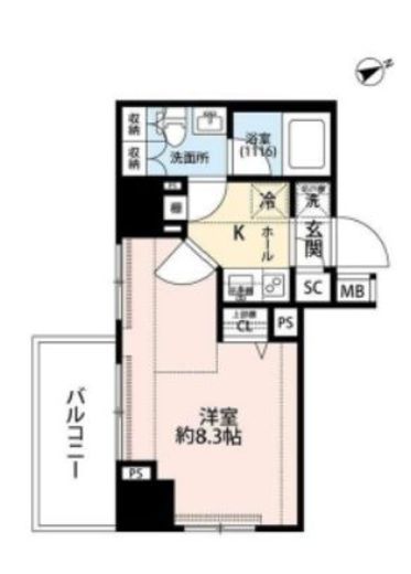 プレール・ドゥーク東新宿3　308号室　間取り