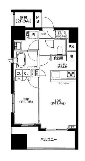 ウィルローズ日本橋人形町　2F1号室　間取り