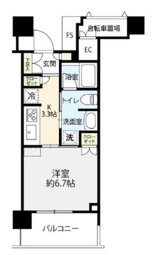 勝どきザ・リバーフロント　3F1号室　間取り