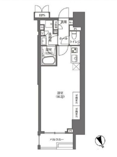 浜町アパートメンツ　501号室　間取り