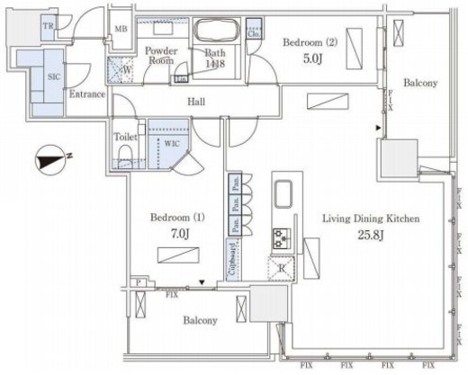 パークコート浜離宮ザ・タワー　1708号室　間取り