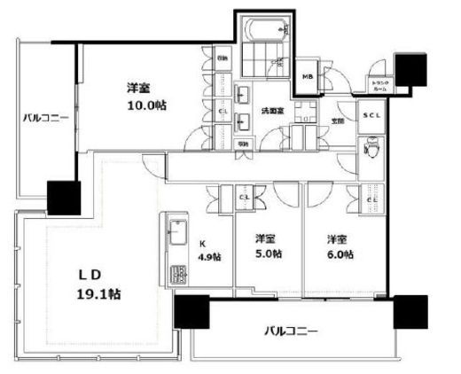 パークコート浜離宮ザ・タワー　2001号室　間取り