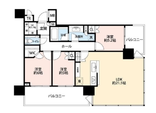 パークコート浜離宮ザ・タワー　3112号室　間取り